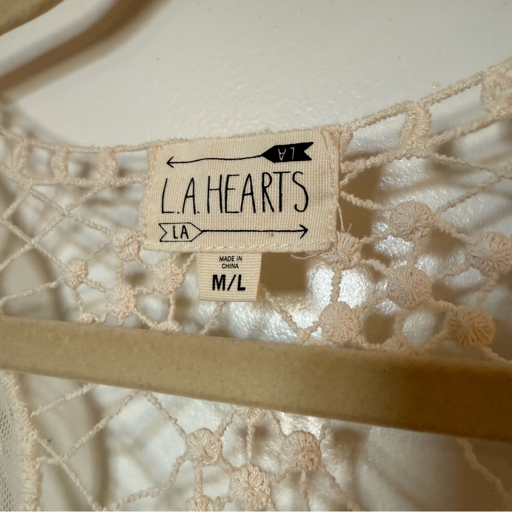 L.A. Hearts Cream Crochet open high-low cardigan layering piece coastal cowgirl - Picture 4 of 6